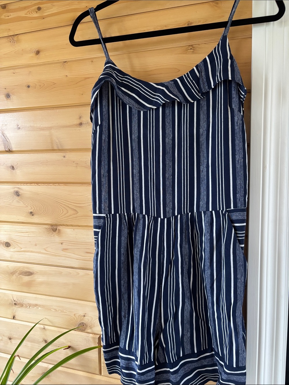 Loft Navy and White Striped Sleeveless romper
